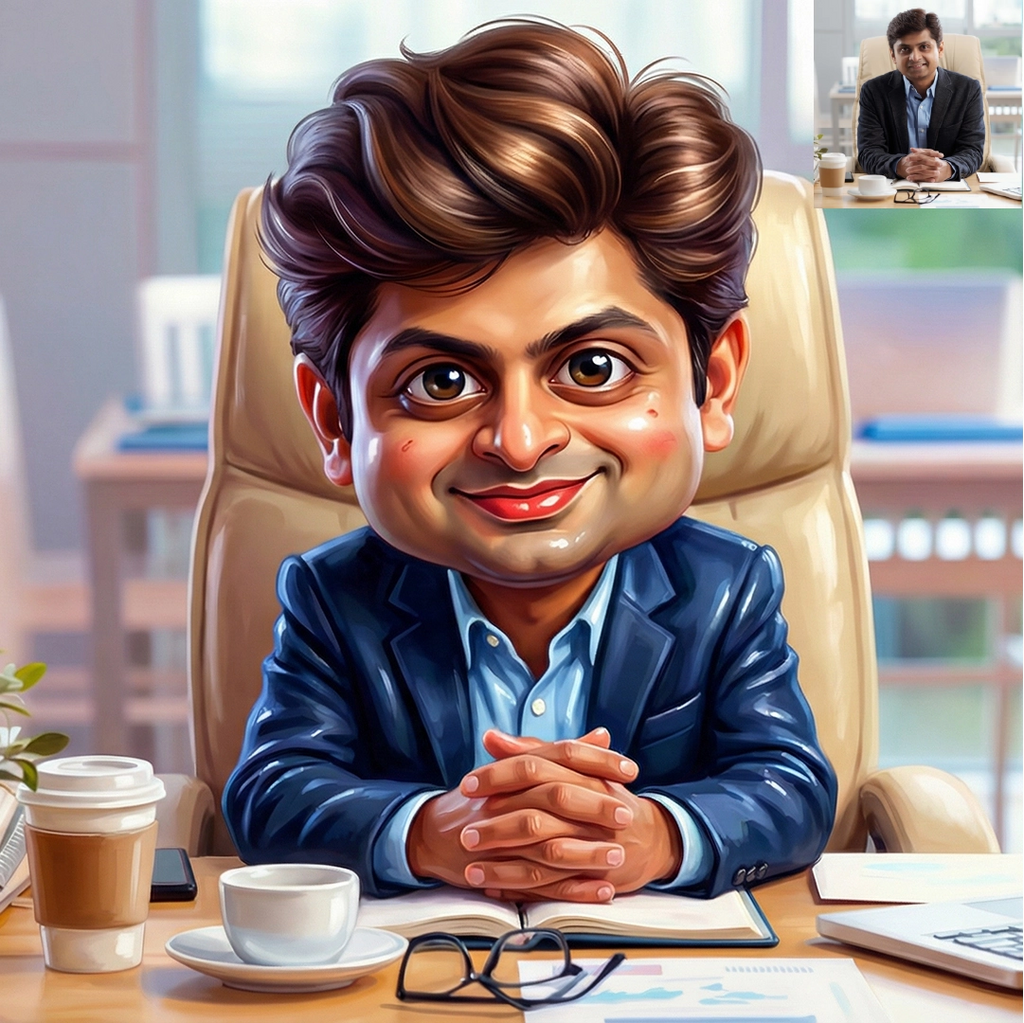 Semi Caricature Oil paint Portrait with Acrylic Photo frame Valentines Day Gift