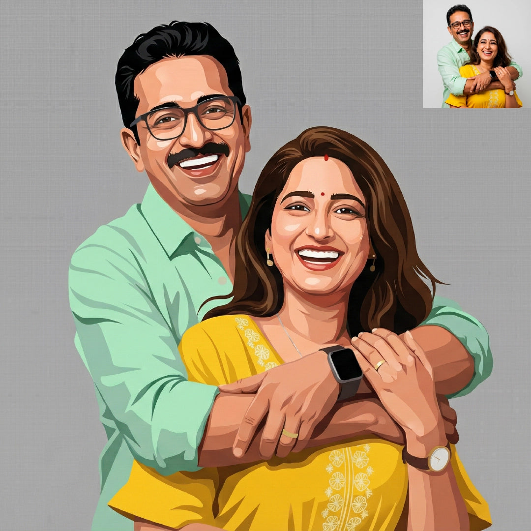 Custom Illustration from Photo – Romantic Digital Art Portrait for Gifts & Wall Decor