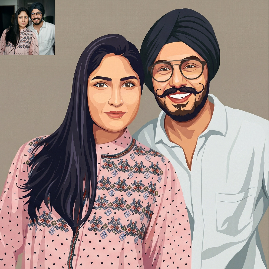 Custom Illustration from Photo – Romantic Digital Art Portrait for Gifts & Wall Decor