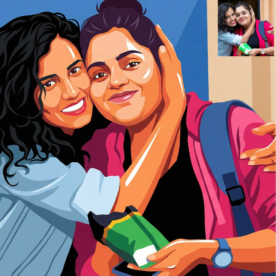 Custom Illustration from Photo – Romantic Digital Art Portrait for Gifts & Wall Decor