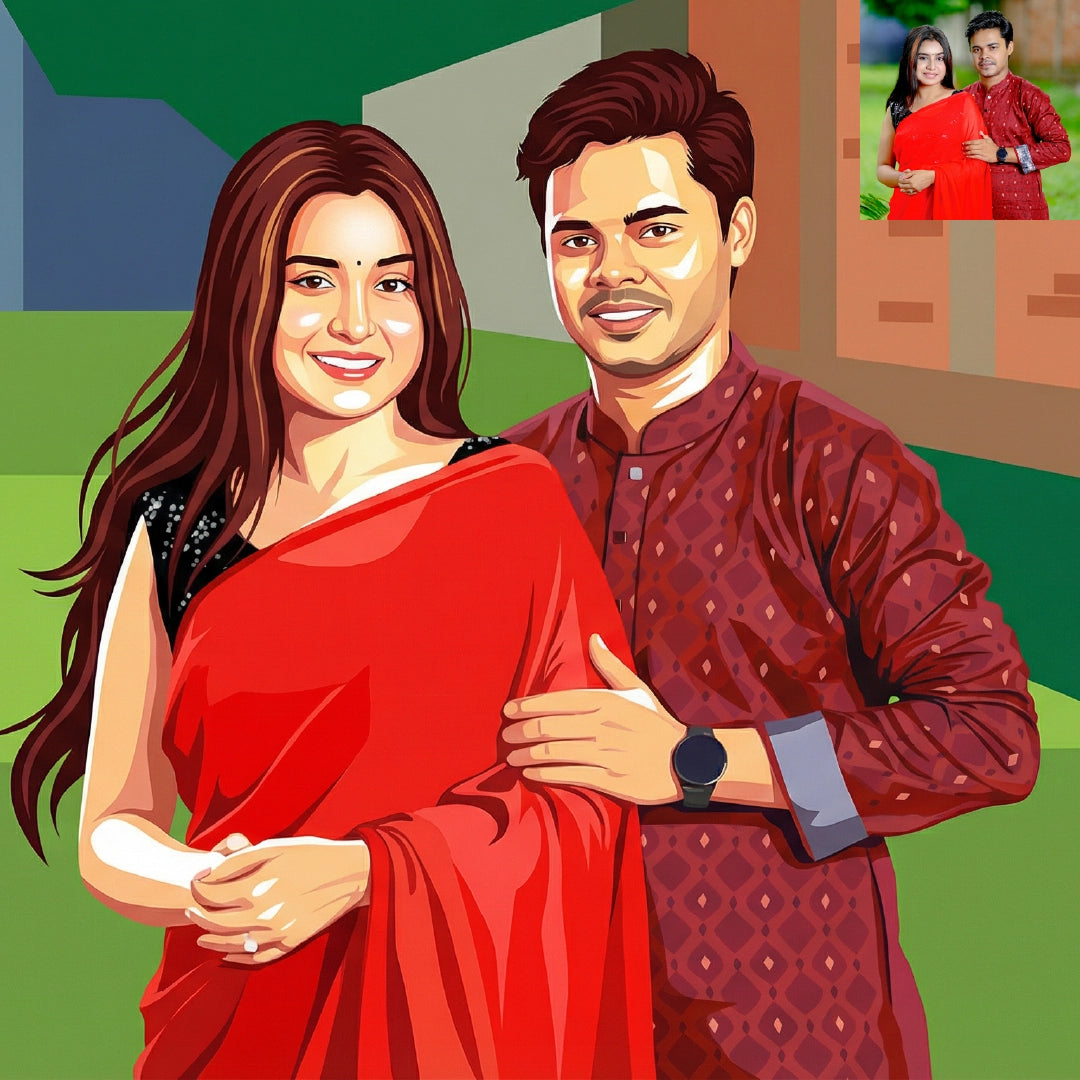 Custom Illustration from Photo – Romantic Digital Art Portrait for Gifts & Wall Decor