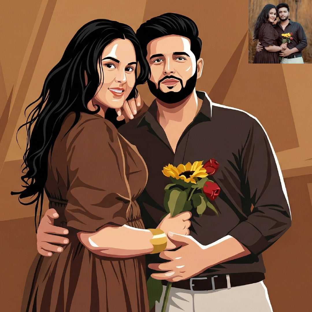 Custom Illustration from Photo – Romantic Digital Art Portrait for Gifts & Wall Decor